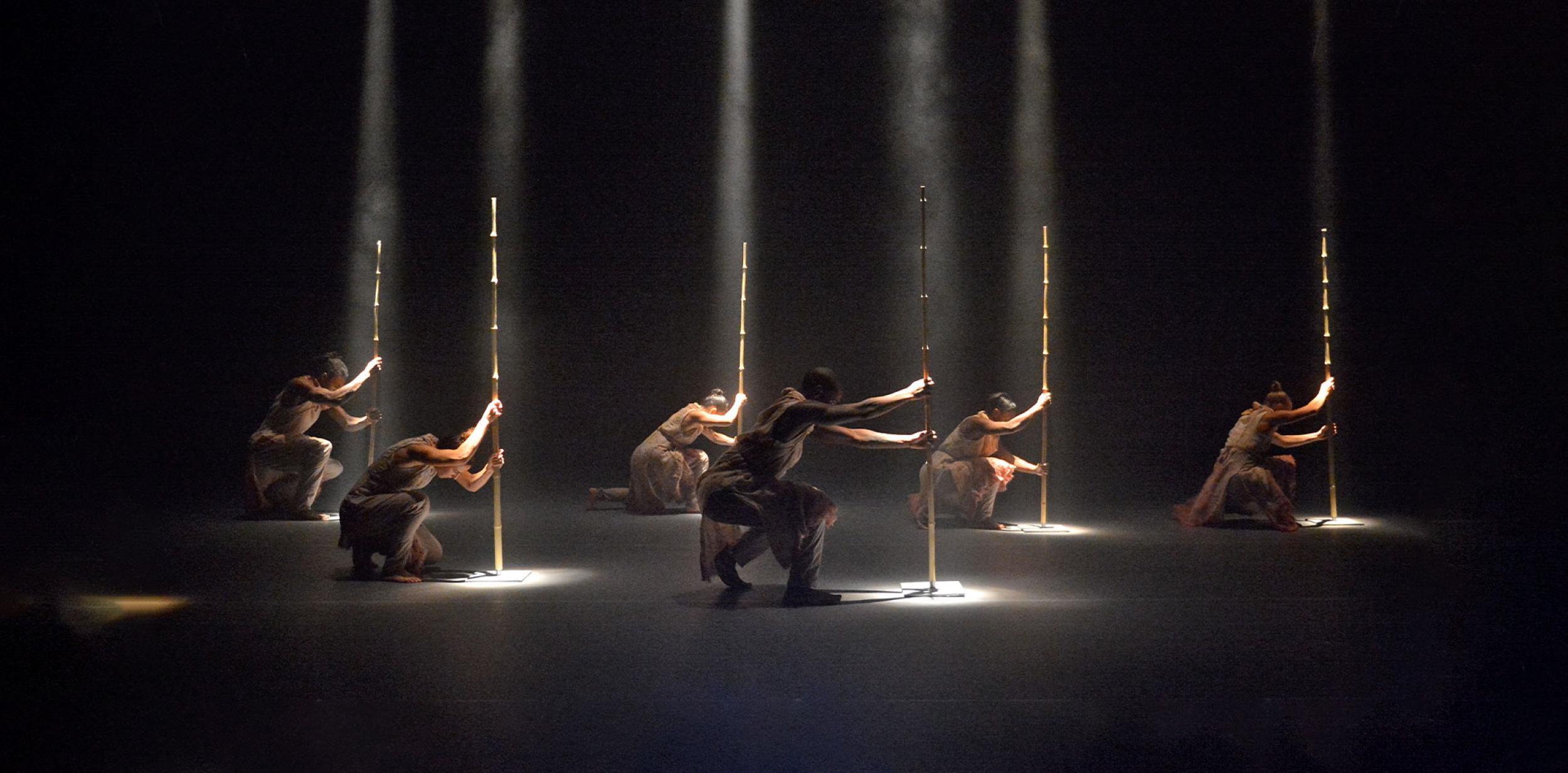 Contemporary dancers on a stage