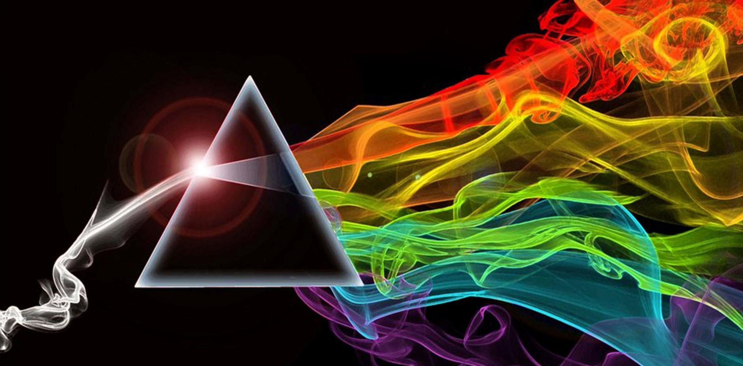 A triangle prism emitting smokey spectrum of light