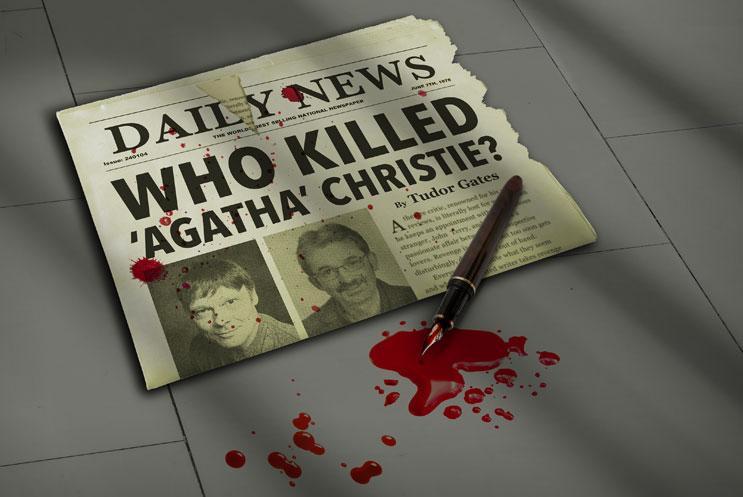 Newspaper headline "Who Killed Agatha Christie?"