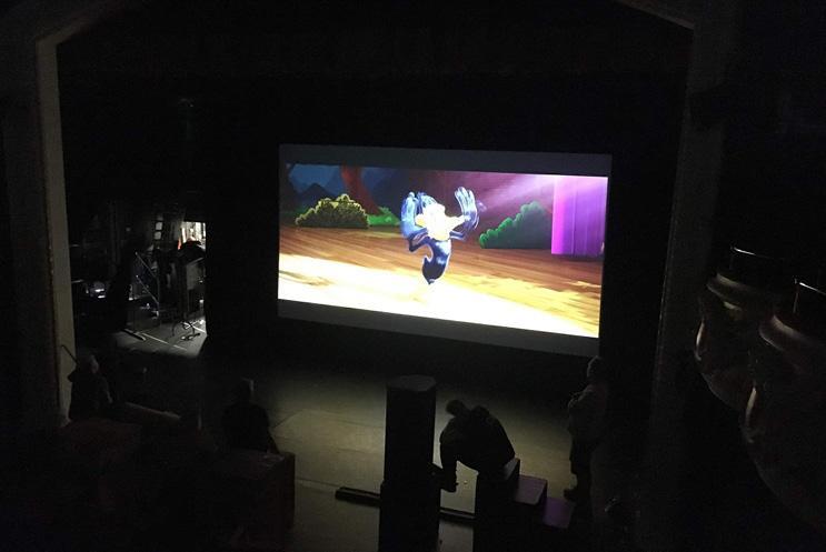 cartoon on screen stage